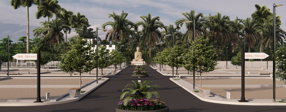 Aspenz Layout Plots Street Palm Trees View